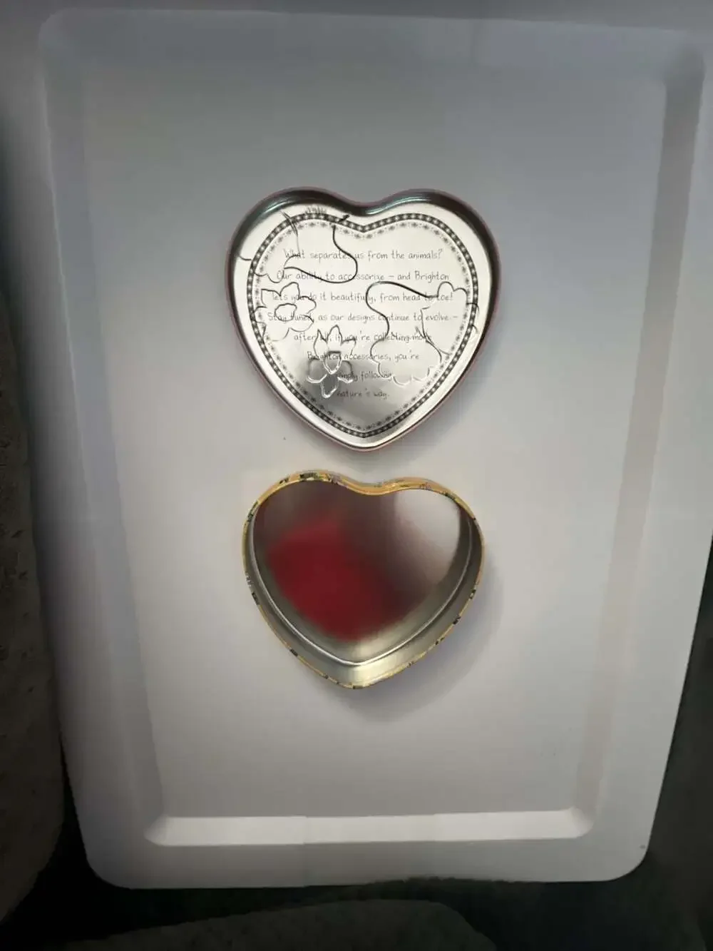 Brighton Floral Heart Shaped Lidded Tin Jewelry Trinket Box